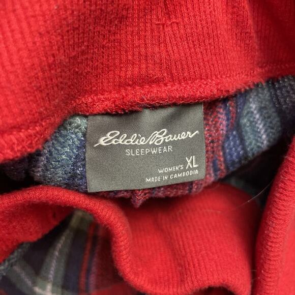 Eddie Bauer Moose Pajamas 2 Pc Set Womens XL Red Plaid Cabin Holiday Christmas - Picture 3 of 12